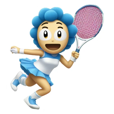 Doraemon wearing a tutu on a tennis sticker