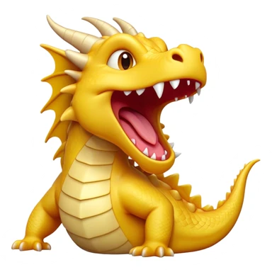 Cinematic Cute Yawning Dragon Portrait Emoji, Head tilted slightly with a dramatic, wide-open yawn, showcasing a soft, lustrous scaled body with gently drooping fins and half-closed, drowsy eyes, each scale rendered in exquisite detail under natural light; high shine, relaxed yet expressive, styled with a dash of fantastical charm, soft glowing outline, capturing the essence of a sleepy yet affectionate dragon that appears ready to stretch out and rest in its enchanted lair! sticker