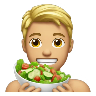 muscular young guy eating salad sticker