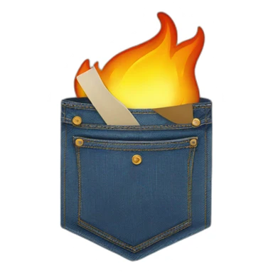 denim pocket on fire sticker
