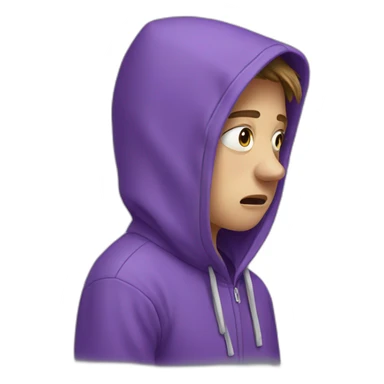 crying European teenager in a purple hoodie, crying sticker