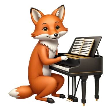 Fox playing an upright piano sticker
