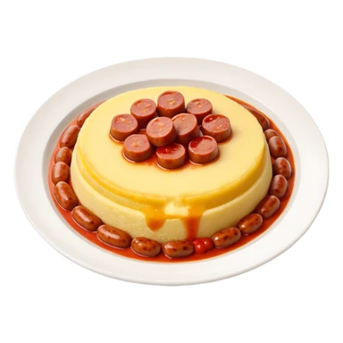 Fammi l’emoji di una polenta con tanto sugo SOPRA e una salsiccia intera sopra (non tagliata) sempre con il sugo   sticker