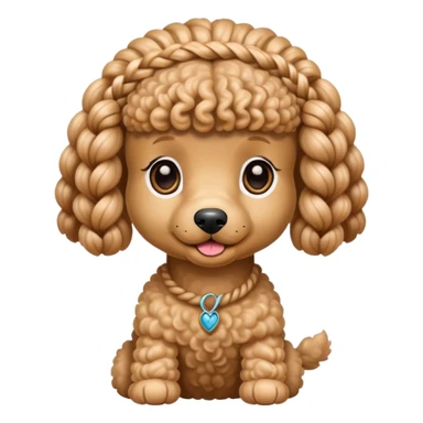 Miniature poodle with braids on its head sticker