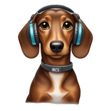dachshund brunette dog with headphones  sticker
