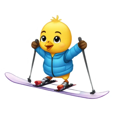 Baby chick skiing sticker