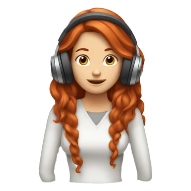 long haired redhead woman listening to music sticker