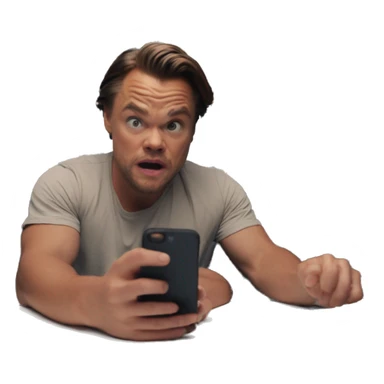 scared leonardo di caprio look at his iphone sticker