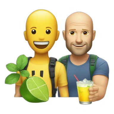 Statham with pint near pikachu with mojito sticker