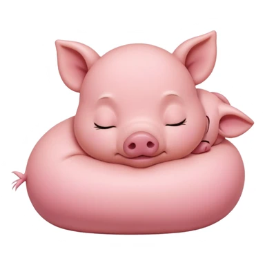 Sleeping Piglet – tiny pink pig curled up, eyes closed sticker