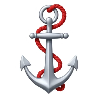 Je veux un emoji encre dans ce style là : ⚓ je veux qu’il représente sentimental par un noeud : 🪢 peut tu me faire l’ancre en argent en gardant la corde rouge plus petite la corde  sticker