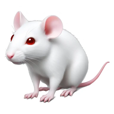 Realistic white rat with bright red eyes and baby pink tail and paws sticker