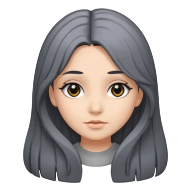 girl with black and gray hair and black eyes and long hair sticker