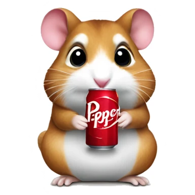 hampster holding a dr pepper sticker