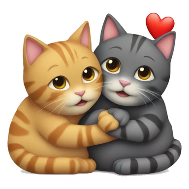 2 Cats hugging with heart  sticker