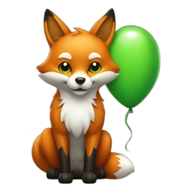 fox with a green balloon on which it says Shine Clean sticker