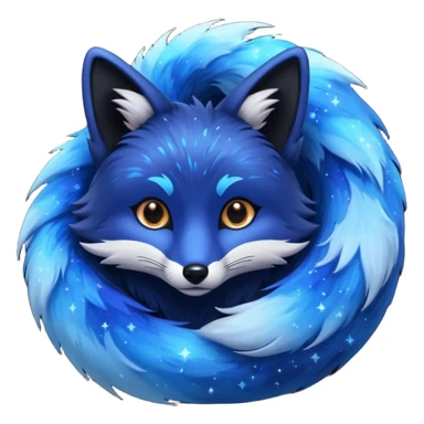 Black fox with blue swirling galaxy/marble pattern sticker