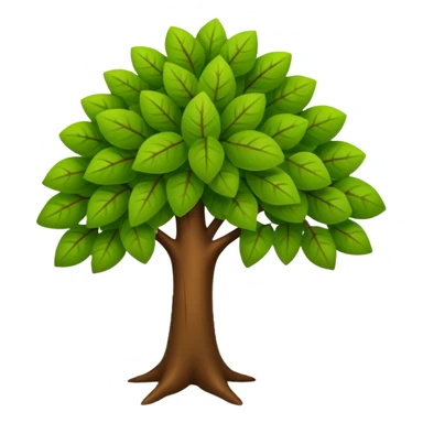 "iOS style tree emoji, green leaves with a brown trunk, smooth texture, no background" sticker
