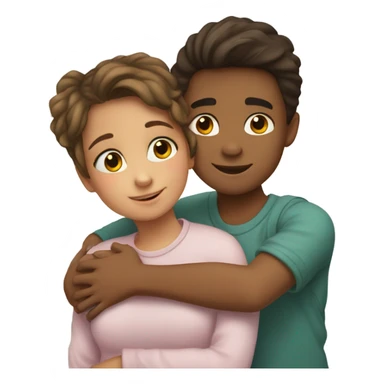 Two siblings one boy and one girl hugging  sticker