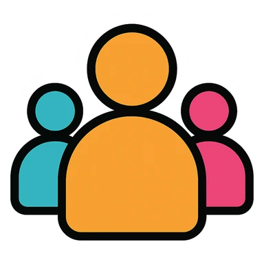 modern flat icon style group logo with abstract people shapes in vibrant colors sticker