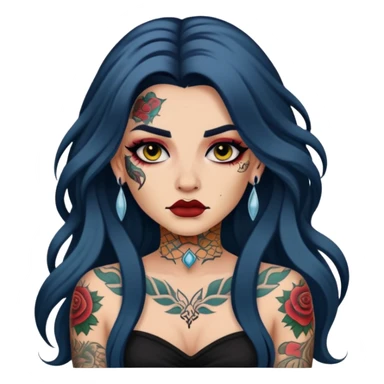 pretty tattooed long hair baddie with makeup sticker