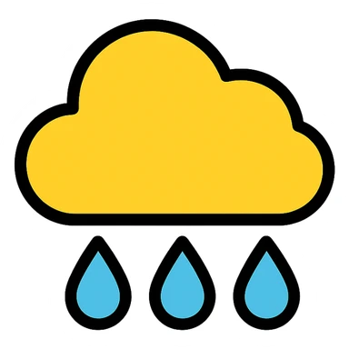 rain icon, simple and clear, colored lineal with black outlines sticker