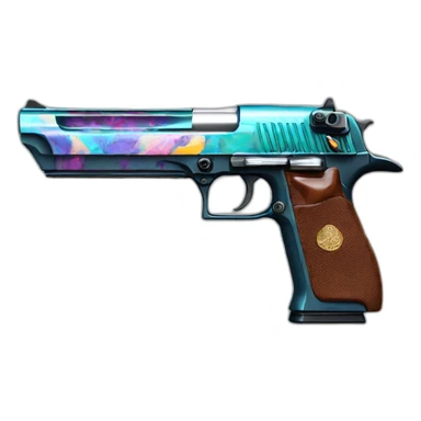 one detailed  desert eagle with exotic colors on it and transparent background sticker