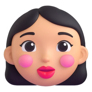 cute clean girl aesthetic face emoji, soft blush, glossy lips sticker