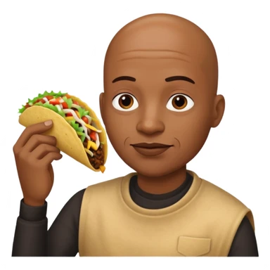 Bald black man eating a taco sticker