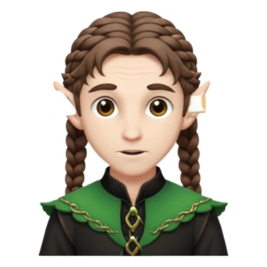 elves with braided brown  hair man black dress  sticker