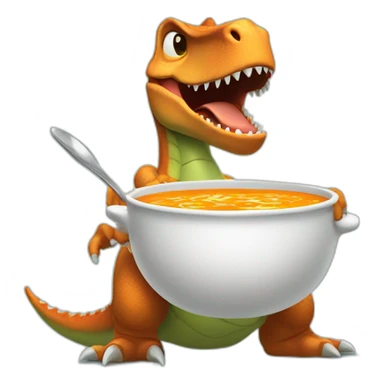 dinosaur holding a bowl of soup sticker