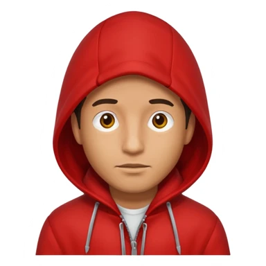 Man in red coat, hood down sticker