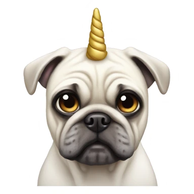 White pug unicorn sticker