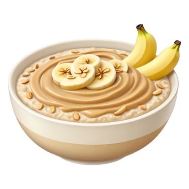 Porridge bowl with banana and peanut butter sticker