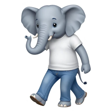 anthropomorphised elephant in jeans and t-shirt walking upright sticker