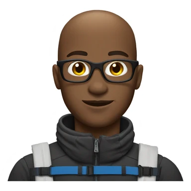 Black, bald guy skiing sticker