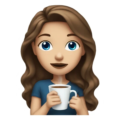 girl with brown hair and blue eyes sipping coffee sticker