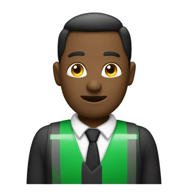 Supervisor. Con chaleco negro y rEflejante verde levantando pulgar mano derecha sticker