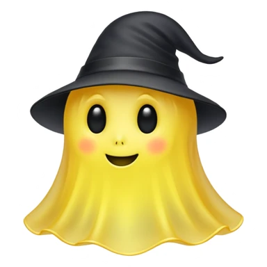 Yellow ghost with tiny black hat sticker