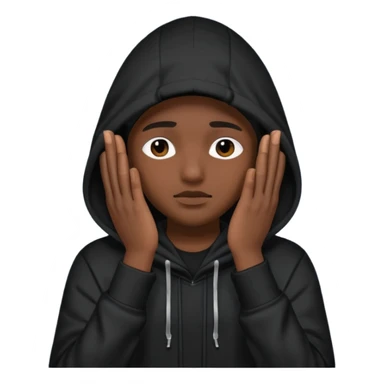 🥷🏽: inspire toi de cet emoji faisant en sorte qu’il est les mains sur ses yeux et garde sa cagoule noir sticker
