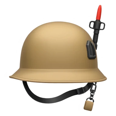 modern NATO army helmet, iPhone emoji style, tan color, characteristic shape, side rails, strap sticker