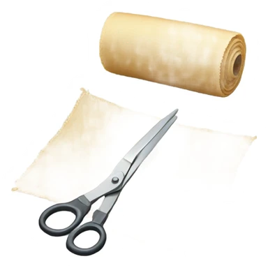 a roll of fabric is cut by scissors sticker