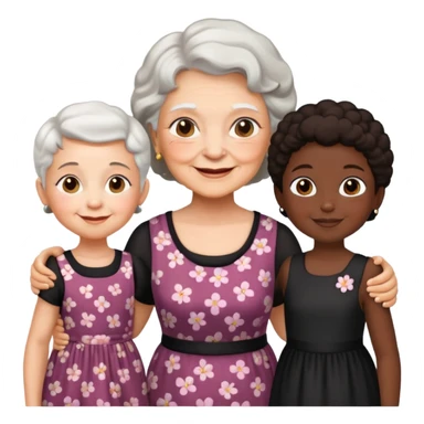 White Grandma with black identical little girls  sticker