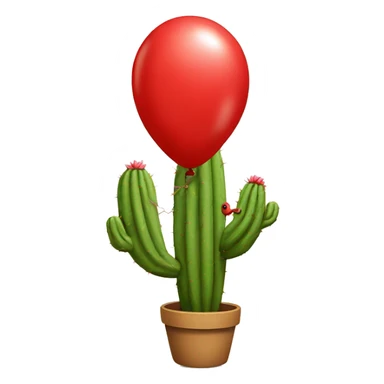 Cactus tied to a red balloon sticker
