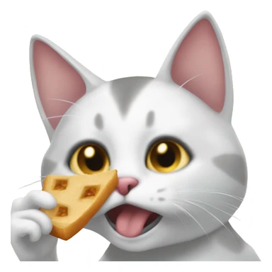 A hungry cat says the word “Feed me” above her head sticker