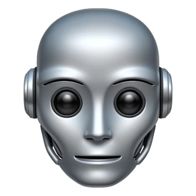 emoji representing artificial intelligence, robot face with digital elements sticker