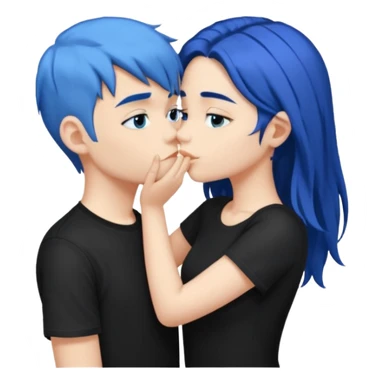 Dancing dark Blue hair girl kissing blue hair boy both wearing black shirts sticker