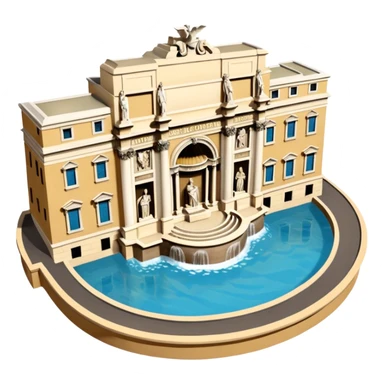 trevi fountain view from up above
no square style no frame png style 
no squared only building sticker