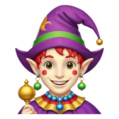 Jester – Smiling trickster with colorful hat and bells sticker