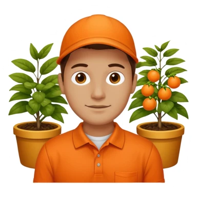 Garden store employee in orange sticker